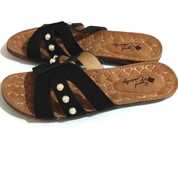SECRET CELEBRITY BLACK AND PEARL SANDALS SIZE 10 NWT - Picture 7 of 10